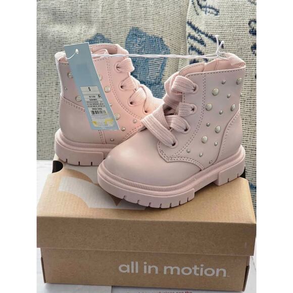 All in Motion Toddler Girls Pink Studded Combat Boots Size 5 NWT - Picture 5 of 6